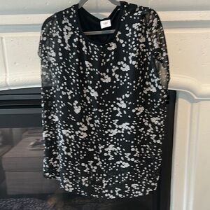 CAbi Black and White Sheer Blouse